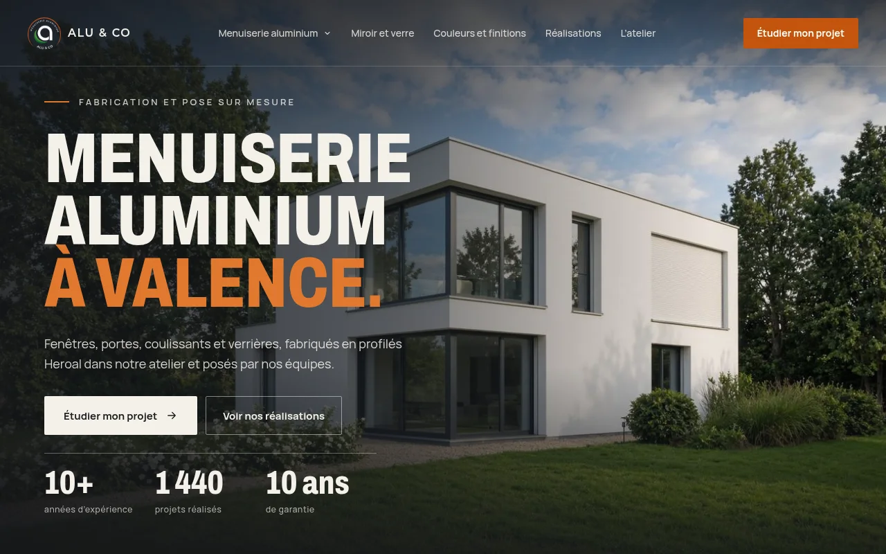 Site de Alu & Co sur ordinateur