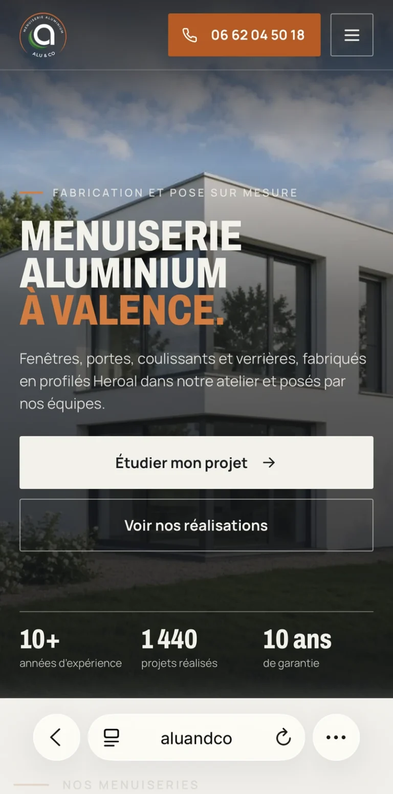 Site de Alu & Co sur téléphone