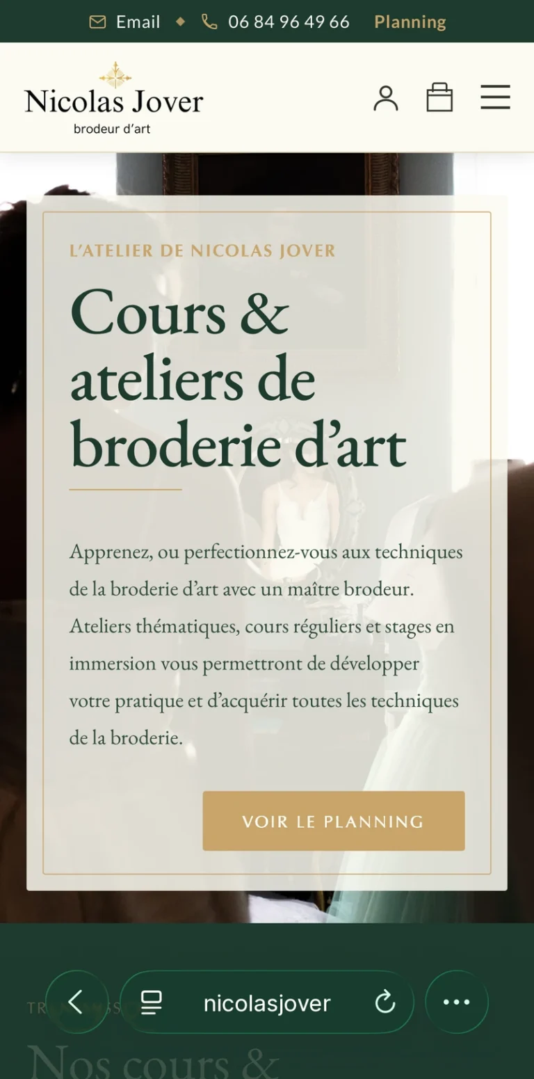 Site de Nicolas Jover sur téléphone