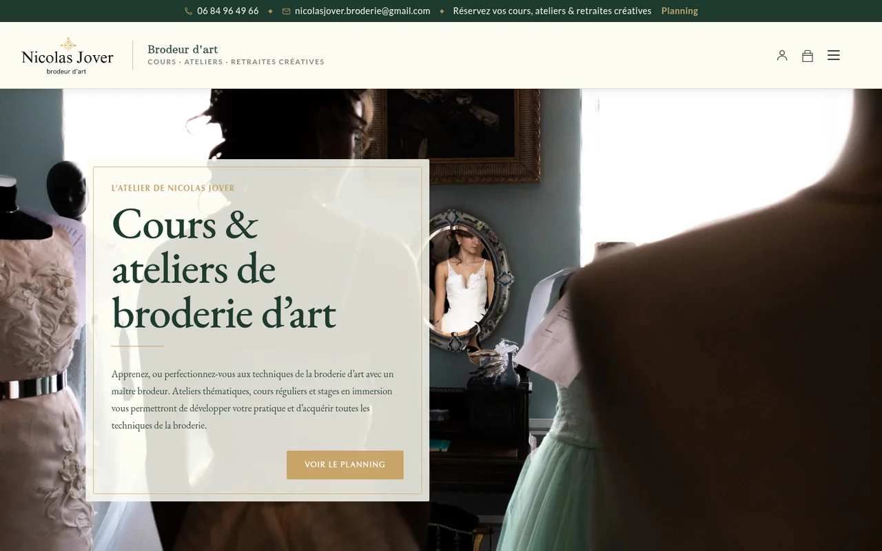 Site de Nicolas Jover sur ordinateur